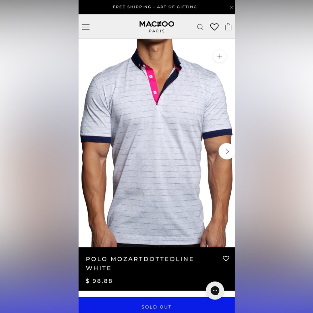 Men’s Maceoo Gray Striped Polo Shirt Contrast Collar size XL